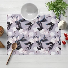 Biante Dekoračné prestieranie na stôl PML-034 Biele tulipány na sivom 30x40 cm