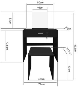 Toaletný stolík s taburetkou AGA MRDT13-MB