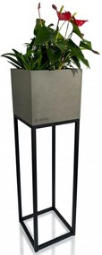Elegantný vysoký kovový kvetináč v šedej farbe LOFT FIORINO 22X22X80 cm