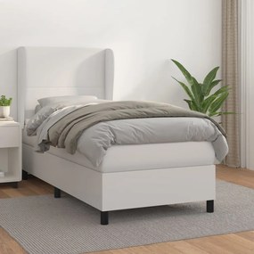 Boxspring posteľ s matracom biela 90x190 cm umelá koža 3128884