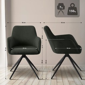 Jedálenská stolička Olema látka cord - zelená