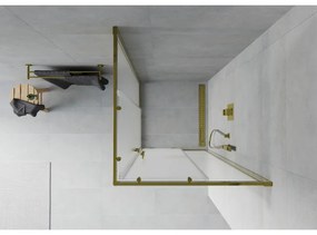 Mexen Rio, štvorcový sprchovací kút s posuvnými dverami 70(dvere) x 70(dvere) x 190 cm, 6mm sklo námraza, zlatý profil, 860-070-070-50-30