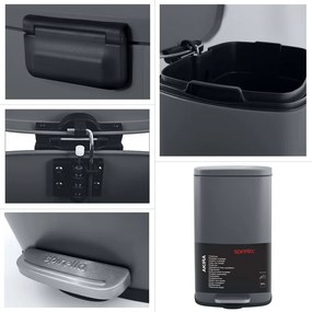 Tmavosivý nášľapný oceľový odpadkový kôš 50 l Akira – Spirella