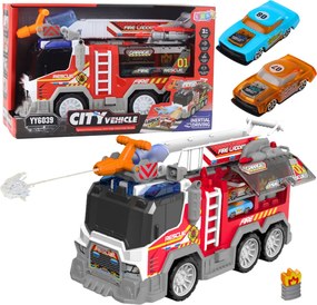 LEAN Toys Hasičské vozidlo poháňané pohyblivými časťami Svetlá Zvuky