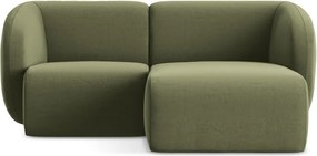 Zelená zamatová rohová pohovka (pravý roh/s leňoškou) Lani – Makamii