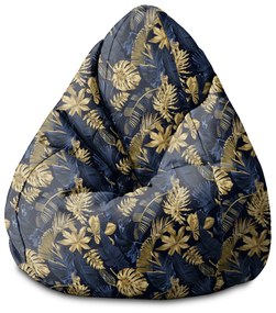 Sedací vak  Pearshape Monstera Gold Navy Blue