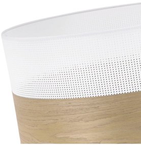 Závesné svietidlo Wood, 1x dýha zlatý dub/biele PVC tienidlo, (fi 30cm)