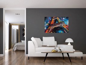 Obraz - Maľba Eiffelovej veže II. (90x60 cm)