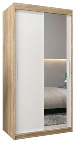 Šatníková skriňa 100 cm Toki 2 (Dub sonoma + Biela matná). Vlastná spoľahlivá doprava až k Vám domov. 1064968