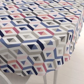 Biante Bavlnený oválny obrus Sandra SA-573 Modro-ružovo-sivé kosoštvorce 60x100 cm