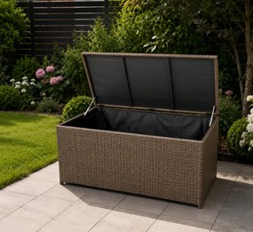 Ratanový záhradný úložný box BestBerg BBRF-B1BN / 115 × 55 × 57 cm / hnedá