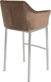 Barová stolička Damaso E - zamat, nerez 4-nohý rám - Hnedá