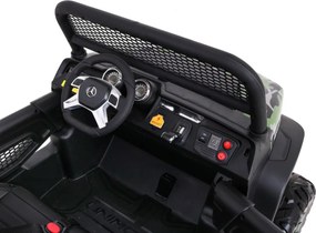 Ramiz Mercedes Benz Unimog pre deti farba Moro + 4x4 + diaľkové ovládanie + nosič batožiny + bezplatné štartovanie + rádio MP3 + LED