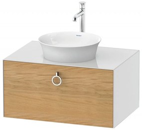 DURAVIT White Tulip závesná skrinka pod umývadlo na dosku, 1 zásuvka, 800 x 550 x 408 mm, dub prírodný masív/biela vysoký lesk, WT49800H585