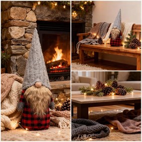 Tutumi Tutumi, vianočný trpaslík 40 cm, šedá-červená, CHR-09639