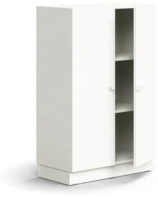 Skriňa QBUS, 2 police, so soklom, s madlom, 1252x800x420 mm, biela