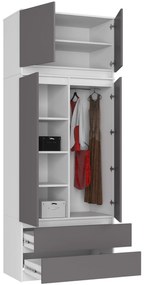 Šatní skříň s nástavcem Star 90 cm bílá/grafitově šedá