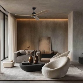 ZEVENTI - Stropný ventilátor LAURIA Wi-Fi Tuya čierna/dub + diaľkové ovládanie