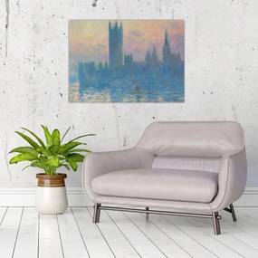 Sklenený obraz - Claude Monet, The Houses of Parliament, Sunset, reprodukcia (70x50 cm)