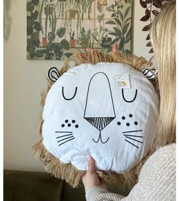 Guľatý dekoračný vankúšik LION 40 cm, biely - viac variantov