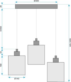 Toolight Toolight, stropné svietdlo 3xE27, APP1820-3CPR, čierna-hnedá, OSW-00621