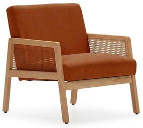 Menčestrové kreslo s výpletom v tehlovej farbe Debra – Marckeric