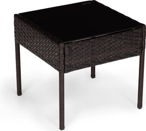 Technorattanový záhradný nábytok set 2 stoličky stôl tmavohnedý MultiGarden