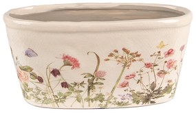 Oválny keramický obal na kvetináč s lúčnymi kvetmi Flowers of Love - 27*13*14 cm