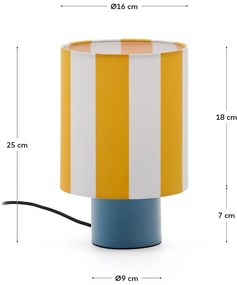 Žltá/modrá stolová lampa s textilným tienidlom (výška 25 cm) Ciral – Kave Home
