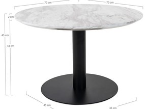 Bielo–čierny okrúhly konferenčný stolík s doskou v dekore mramoru 70x70 cm Bolzano – House Nordic