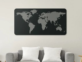 drevko Dizajnová nástenná 3D mapa sveta Rozmer obrazu: 45 x 89 cm, Farba dekorácie: Čierna