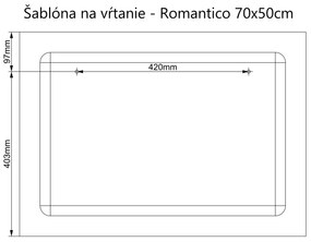 LED zrkadlo Romantico 70x50cm studená biela - diaľkový ovládač Farba diaľkového ovládača: Čierna
