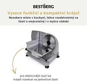 Elektrický krájač BestBerg BBS-400 / 200 W / šedá
