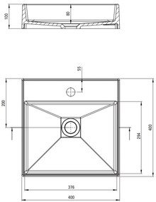 Deante Correo, granitové umývadlo na dosku 400x400x100 mm, antracitová metalíza, DEA-CQR_TU4S