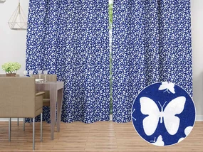 Biante Bavlnený záves Sandra SA-376 Biele motýliky na modrom 150x220 cm