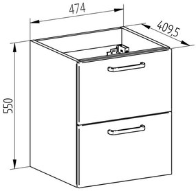 Mereo Mereo, Leny, kúpeľňová skrinka s keramickým umývadlom 50 cm, biela, nové madlo, MER-CN810N