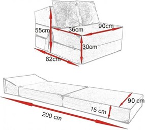 FI Rozkladacie kreslo 200x90x15 model 01