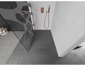 Mexen Kioto L, sprchová zástena Walk-In 110 x 200 cm, 8mm číre sklo biely vzor, medený matný profil, 800-110-103-65-85