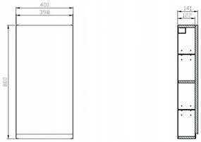 Cersanit Moduo, závesná skrinka 400x141x800 mm, biela lesklá, K116-018
