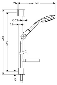 Hansgrohe Croma 100, Vario sprchová súprava so sprchovou tyčou 65 cm a miskou na mydlo, chrómová, HAN-27772000