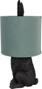 Čierna stolná lampa králik so zeleným tienidlom Rabbi - Ø 20*43 cm