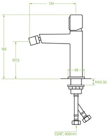 Laveo Pretto, bidetová batéria h-185, čierna matná, LAV-BAO_732D