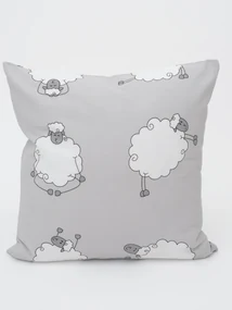 Bavlnená obliečka na vankúš Renforcé 40 × 40 cm - Ovečky Morning Yoga sivá