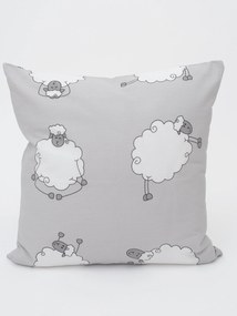 Bavlnená obliečka na vankúšik Renforcé 40 × 40 cm – Ovečky Morning Yoga sivá