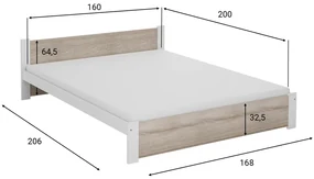 Posteľ IKAROS 160 x 200 cm, biela/dub sonoma Rošt: S lamelovým roštom, Matrac: Matrac Somnia 18 cm