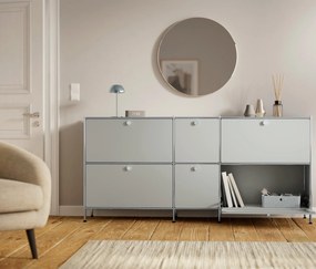 Veľká kovová odkladacia skrinka »CN3« so 6 výklopnými priehradkami, svetlosivá