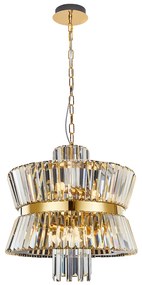 Luster Aurelia, 1x krištáľové/zlaté kovové tienidlo, (fi 54cm), g