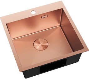 Mexen Solix, 1-komorový nerezový drez 500 x 500 mm, brúsená meď, 6407501000-65