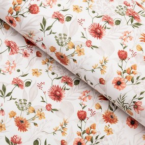 Biante Bavlnené posteľné obliečky Sandra SA-731 Červený kvetovaný vzor na bielom Predĺžené 140x220 a 70x90 cm
