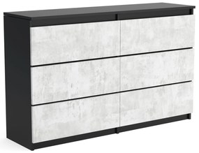 Veľká komoda 6 zásuviek ARIE šírka 120cm Čierna/betónová